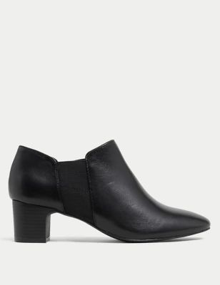 Womens Leather Block Heel Shoe Boots