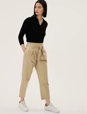 Womens Cotton Rich Balloon Tapered Trousers