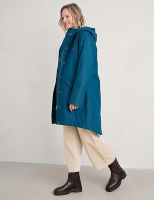 Womens Cotton Blend Waterproof Hooded Parka Coat