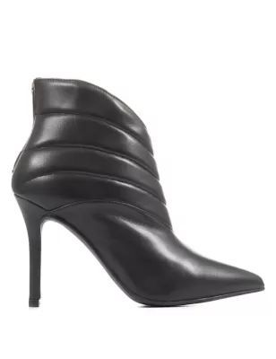Womens Leather Stiletto Heel Pointed Ankle Boots