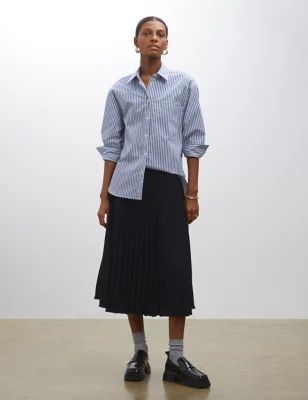 Womens Pleated Midi Skirt