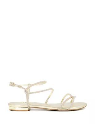 Womens Sparkle Strappy Flat Sandals
