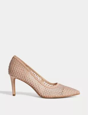 Womens Sparkle Stiletto Heel Court Shoes