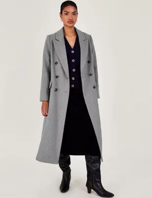 Womens Wool Blend Longline Tailored Coat