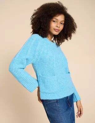 Womens Recycled Blend Ribbed Crew Neck Jumper