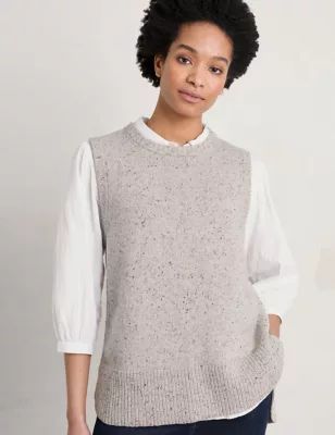 Womens Wool Rich Crew Neck Knitted Vest