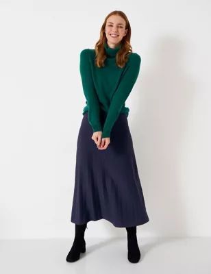 Womens Knitted Pleated Midi Skirt