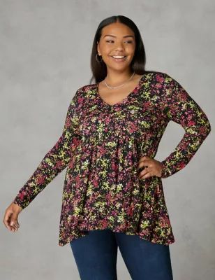 Womens Jersey Ditsy Floral Top