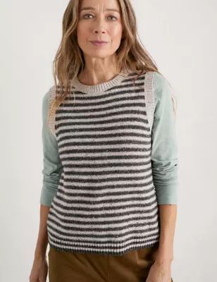 Womens Lambswool Rich Striped Knitted Vest