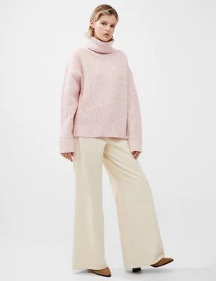 Womens Ribbed Funnel Neck Jumper