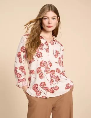 Womens Organic Cotton Printed Collared Shirt