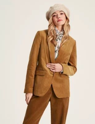 Womens Cord Tailored Single Breasted Blazer
