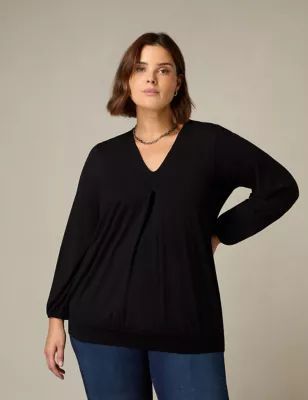 Womens Jersey Pleat Front Top