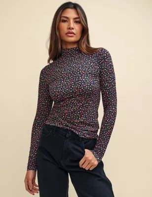 Womens Jersey Floral Top