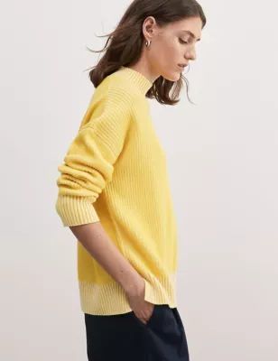 Womens Wool Rich Ribbed Jumper with Cashmere