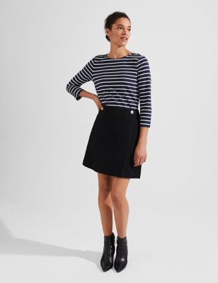 Womens Wool Blend Textured Mini Skater Skirt