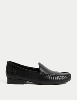 Womens Leather Slip On Flat Loafers