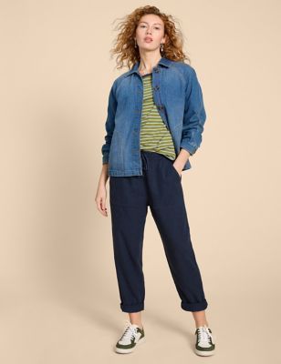 Womens Linen Rich Relaxed Trousers