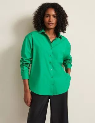 Womens Pure Cotton Collared Button Through Shirt