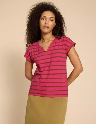 Womens Pure Cotton Striped T-Shirt