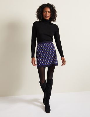 Womens Geometric Knitted Mini Skirt