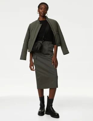 Womens Cotton Rich Midi Utility Skirt