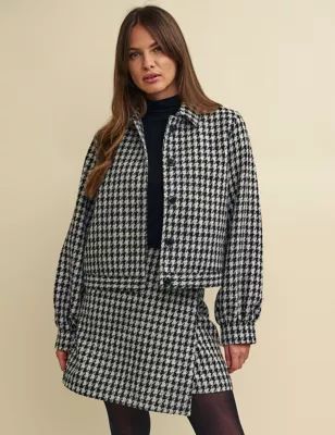 Womens Collared Checked Jacket