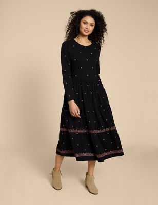 Womens Jersey Embroidered Dress