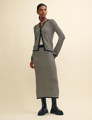 Womens Organic Cotton Textured Midi Column Skirt