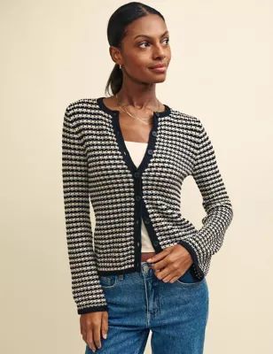 Womens Pure Cotton Textured Cardigan