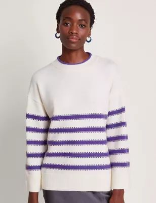 Womens Recycled Blend Striped Crew Neck Jumper