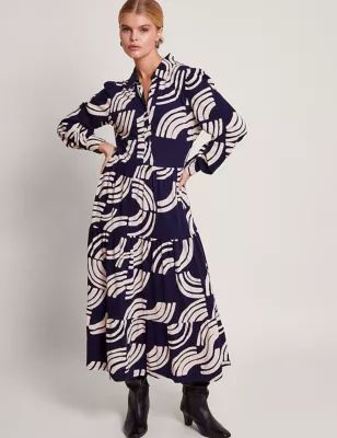 Womens Cotton Rich Printed Tiered Maxi Dress