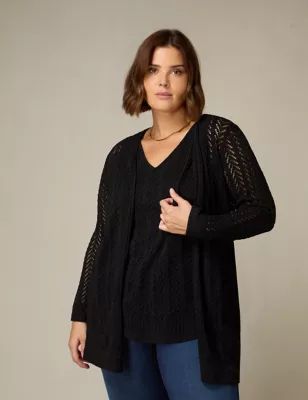 Womens Crochet Knitted Relaxed Cardigan