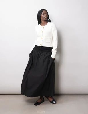 Womens Pure Cotton Maxi A-Line Skirt