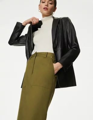 Womens Cotton Rich Maxi Utility Skirt
