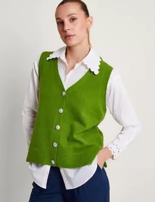 Womens V-Neck Button Through Knitted Vest