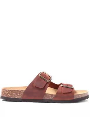 Womens Leather Slip-On Sandals