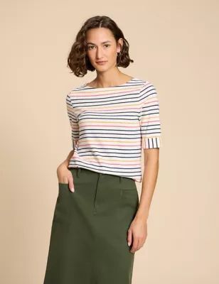 Womens Pure Cotton Striped T-Shirt