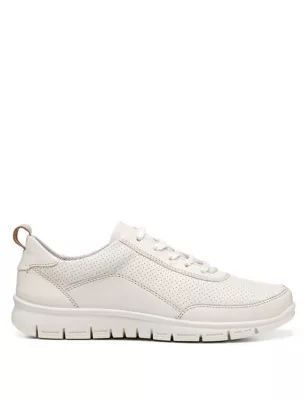 Womens Wide Fit Leather Lace Up Trainers