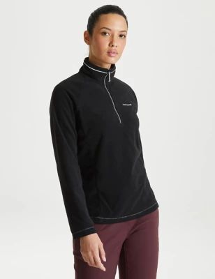 Womens Half Zip Funnel Neck Fleece Top