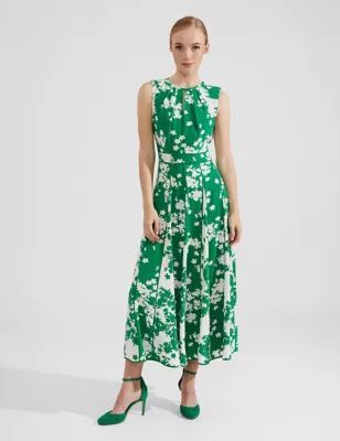 Womens Floral Midaxi Waisted Dress