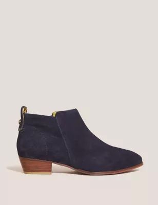 Womens Suede Block Heel Ankle Boots
