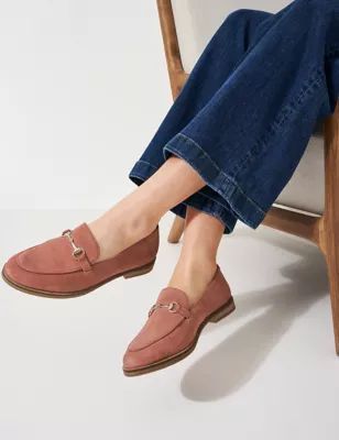 Womens Suede Bar Loafers