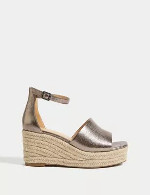 Womens Wide Fit Ankle Strap Wedge Espadrilles