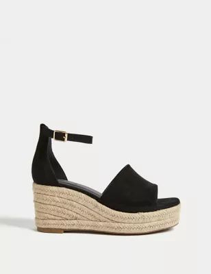 Womens Wide Fit Ankle Strap Wedge Espadrilles