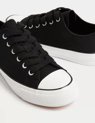 Womens Canvas Lace Up Trainers