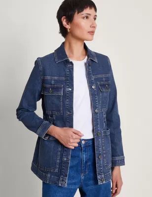 Womens Cotton Rich Denim Longline Jacket