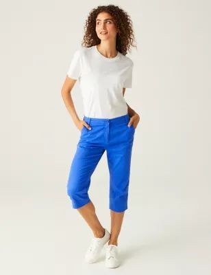 Womens Cotton Rich Tapered Cropped Trousers