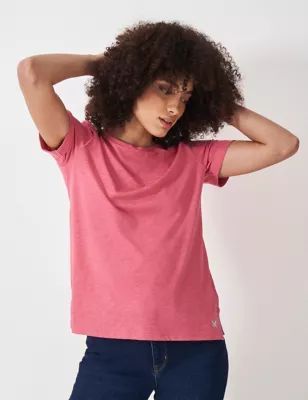 Womens Pure Cotton Slub Crew Neck T-Shirt