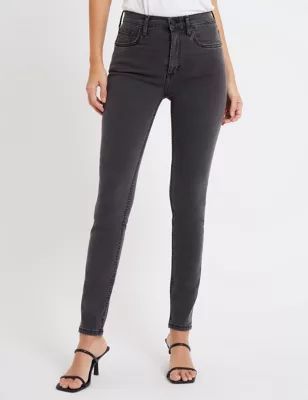 Womens High Waisted Skinny Ankle Grazer Jeans